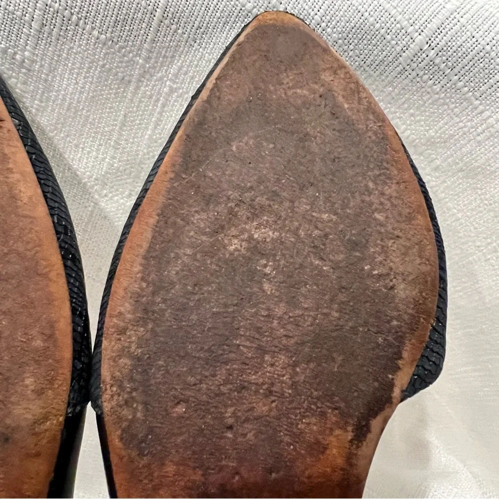 Cole Haan Flats Blue Navy Snakeskin Pattern Pointed Toe Women’s Size 8.5B - Picture 13 of 16